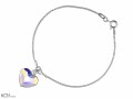 Opalizująca bransoletka łańcuszek duże serce, kryształ Swarovski®, srebro 925