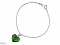 Zielona bransoletka łańcuszek duże serce, kryształ Swarovski®, srebro 925