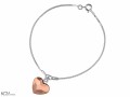 Metaliczna złota bransoletka łańcuszek duże serce, kryształ Swarovski®, srebro 925