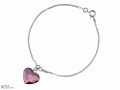 Różowa bransoletka łańcuszek duże serce, kryształ Swarovski®, srebro 925