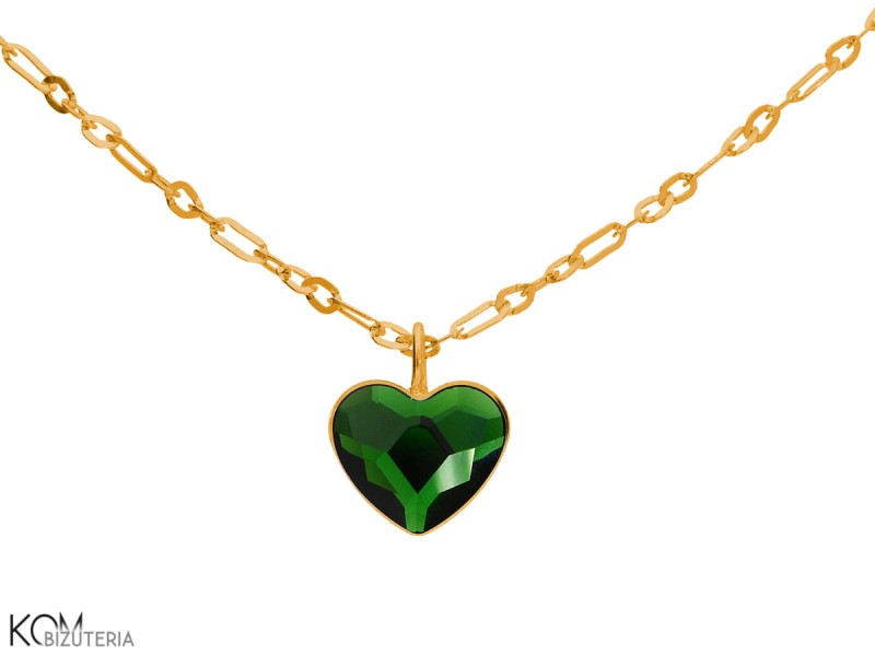 naszyjnik serce serduszko pozlacane zielone green heart necklace.jpg