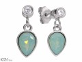 Zielone turkusowe kolczyki łezka z kryształem i cyrkonią, srebro 925, kryształy Swarovski®, cyrkonie