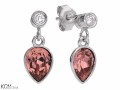 Różowe kolczyki łezka z kryształem i cyrkonią, srebro 925, kryształy Swarovski®, cyrkonie