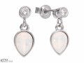 Białe opalizujące kolczyki łezka z kryształem i cyrkonią, srebro 925, kryształy Swarovski®, cyrkonie
