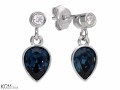 Granatowe kolczyki łezka z kryształem i cyrkonią, srebro 925, kryształy Swarovski®, cyrkonie