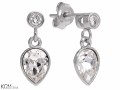 Białe kolczyki łezka z kryształem i cyrkonią, srebro 925, kryształy Swarovski®, cyrkonie