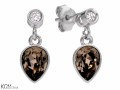 Brązowe kolczyki łezka z kryształem i cyrkonią, srebro 925, kryształy Swarovski®, cyrkonie