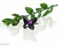 Fioletowy pierścionek duży motyl, regulowany, srebro 925,  kryształ Swarovski®