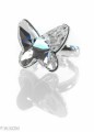 Biały pierścionek duży motyl, regulowany, srebro 925,  kryształ Swarovski®