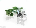 Biały pierścionek duży motyl, regulowany, srebro 925,  kryształ Swarovski®