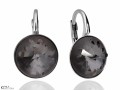 Czarne okrągłe kolczyki angielskie oceana, kryształ Swarovski®, srebro 925