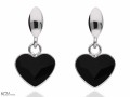 Czarne wiszące kolczyki z sercem, srebro 925, kryształy Swarovski® serce