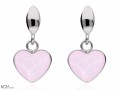 Pastelowe różowe wiszące kolczyki z sercem, srebro 925, kryształy Swarovski® serce