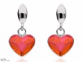 Opalizujące pomarańczowe wiszące kolczyki z sercem, srebro 925, kryształy Swarovski® serce