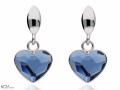 Niebieskie wiszące kolczyki z sercem, srebro 925, kryształy Swarovski® serce