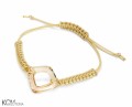 Beżowa pleciona bransoletka z kwadratowym beżowym kryształem Swarovski®