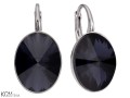 Czarne kolczyki owale, kryształ Swarovski® owal, srebro 925