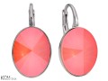 Koralowe kolczyki owale, kryształ Swarovski® owal, srebro 925