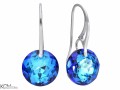 Opalizujące Niebieskie wiszące kolczyki z okrągłymi kamieniami, srebro 925, kryształy Swarovski®