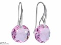 Jasne fioletowe wiszące kolczyki z okrągłymi kamieniami, srebro 925, kryształy Swarovski®