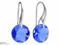 Niebieskie wiszące kolczyki z okrągłymi kamieniami, srebro 925, kryształy Swarovski®