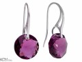 Fioletowe wiszące kolczyki z okrągłymi kamieniami, srebro 925, kryształy Swarovski®