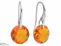 Pomarańczowe wiszące kolczyki z okrągłymi kamieniami, srebro 925, kryształy Swarovski®
