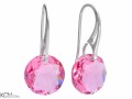 Różowe wiszące kolczyki z okrągłymi kamieniami, srebro 925, kryształy Swarovski®