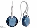Granatowe wiszące kolczyki z okrągłymi kamieniami, srebro 925, kryształy Swarovski®