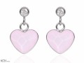 PAstelowe różowe kolczyki z cyrkoniami i sercem, srebro 925, kryształy Swarovski® serce, cyrkonie