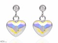 Opalizujące kolczyki z cyrkoniami i sercem, srebro 925, kryształy Swarovski® serce, cyrkonie