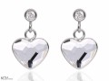 Białe kolczyki z cyrkoniami i sercem, srebro 925, kryształy Swarovski® serce, cyrkonie