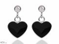 Czarne kolczyki z cyrkoniami i sercem, srebro 925, kryształy Swarovski® serce, cyrkonie