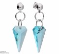 Niebieskie wiszące kolczyki trójkąty, srebro 925, kryształy Swarovski®