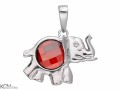 Czerwony wisiorek słoń, słonik z okrągłym kryształem, srebro 925, kryształ Swarovski®