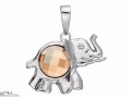 Beżowy wisiorek słoń, słonik z okrągłym kryształem, srebro 925, kryształ Swarovski®
