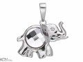 Biały wisiorek słoń, słonik z okrągłym kryształem, srebro 925, kryształ Swarovski®