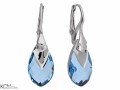 Błękitne kolczyki krople, kryształ Swarovski® kropla, srebro 925
