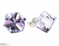 Fioletowe kolczyki sztyfty duże kostki, srebro 925, kryształy Swarovski®