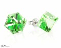 Zielone kolczyki sztyfty duże kostki, srebro 925, kryształy Swarovski®