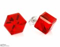 Czerwone kolczyki sztyfty duże kostki, srebro 925, kryształy Swarovski®