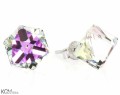 Opalizujące fioletowe kolczyki sztyfty duże kostki, srebro 925, kryształy Swarovski®