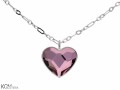Ciemny różowy naszyjnik duże serce, srebro 925, kryształ Swarovski®