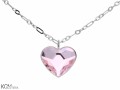 Jasny różowy naszyjnik duże serce, srebro 925, kryształ Swarovski®