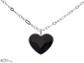 Czarny naszyjnik duże serce, srebro 925, kryształ Swarovski®