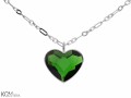 Zielony naszyjnik duże serce, srebro 925, kryształ Swarovski®