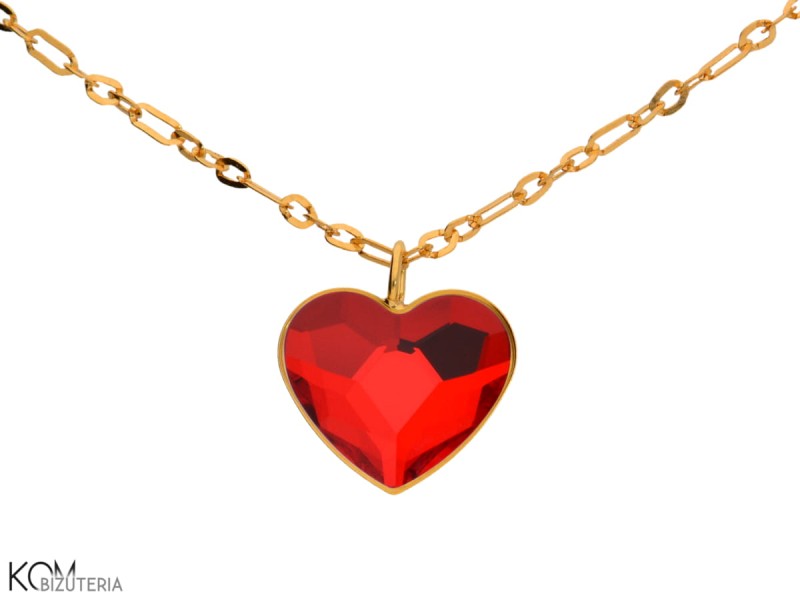 naszyjnik serce serduszko pozlacane srebrne duze czerwone red heart necklace.jpg