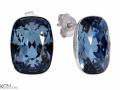 Granatowe kolczyki sztyfty prostokąty, srebro 925, kryształy Swarovski®