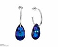 Opalizujące fioletowe kolczyki koła, kryształ Swarovski® kropla, srebro 925