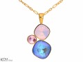 Niebiesko różowy wisiorek trzy kryształy, pozłacane srebro 925, kryształ Swarovski®